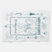 Whimsical Quirky Doodle Holiday キッチンタオル (横)