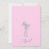 whimsical quirky Hand Drawn セージ Bow Save the Date 招待状 (裏面)