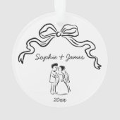  whimsical quirky hand-drawn bow wedding christmas オーナメント (裏面)