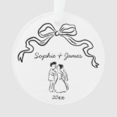  whimsical quirky hand-drawn bow wedding christmas オーナメント (正面)