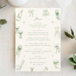 Whimsical Quirky Hand Drawn Green Wedding メニュー