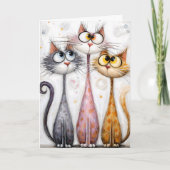 Whimsical Quirky Long Neck Cats カード (正面)