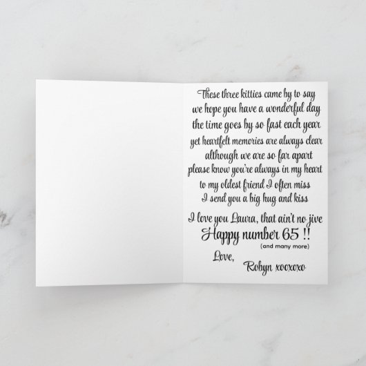 Whimsical Quirky Long Neck Cats カード (内部)