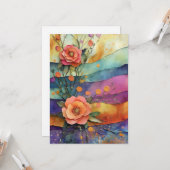 Whimsical Quirky Paper Flowers Hello Flat カード (正面/裏面インサイチュ)