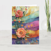 Whimsical Quirky Paper Flowers Hello Folded カード (正面)