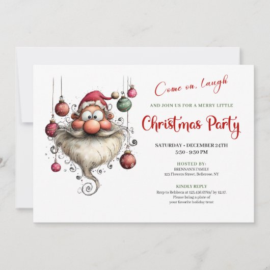 Whimsical Quirky Santa Editable Christmas Party  招待状 (正面)