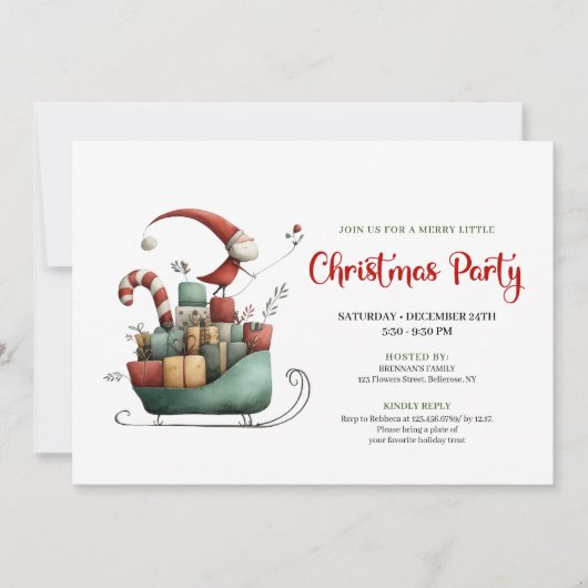 Whimsical Quirky Santa Holiday Party Invitation 招待状 (正面)