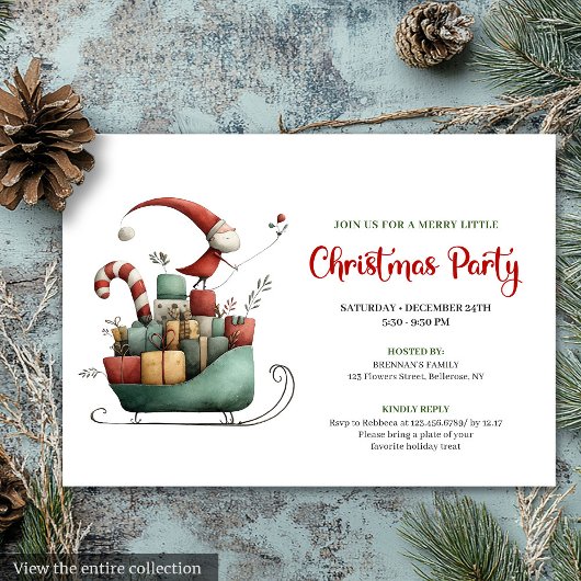 Whimsical Quirky Santa Holiday Party Invitation 招待状