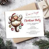 Whimsical Quirky Santa Watercolor Christmas Invite 招待状