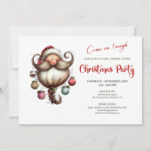 Whimsical Quirky Santa Watercolor Christmas Invite 招待状 (正面)