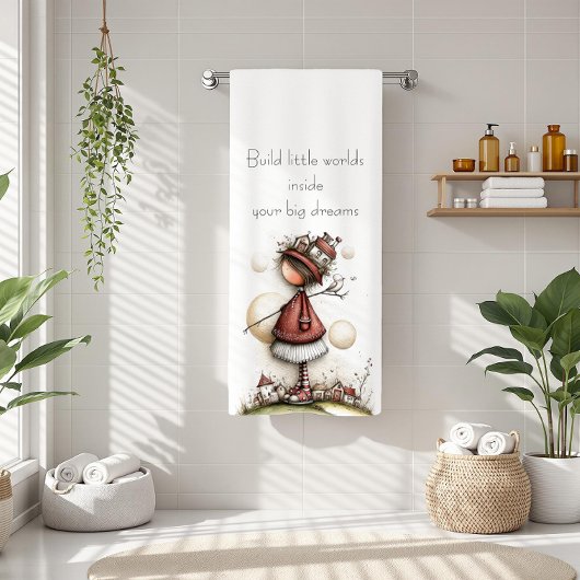 Whimsical Quote and Girl ビーチタオル