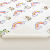 Whimsical rabbit and rainbow Sherpa Blanket シェルパブランケット (3/4)