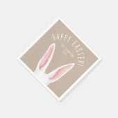 Whimsical Rabbit Ears On Beige Happy Easter スタンダードカクテルナプキン (角)