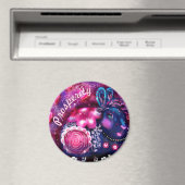 Whimsical Rabbit 'Glamour Bunny' Personalized マグネット (インサイチュ (食洗機))