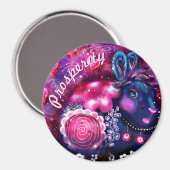 Whimsical Rabbit 'Glamour Bunny' Personalized マグネット (正面/裏面)