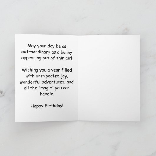 Whimsical Rabbit Magic Hat Birthday Graphic カード (内部)