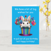 Whimsical Rabbit Magic Hat Birthday Graphic カード (黄色い花)