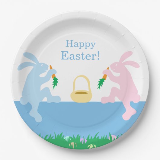 Whimsical Rabbits Easter Paper Plate ペーパープレート (正面)