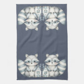  Whimsical Raccoon Night Woodland Cottage Scene キッチンタオル (縦)