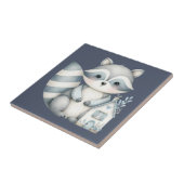 Whimsical Raccoon Night Woodland Cottage Scene タイル (側面)