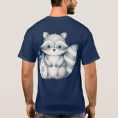 Whimsical Raccoon Night Woodland Cottage Scene Tシャツ (裏面)