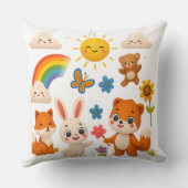 Whimsical Rainbow Animals Decorative Pillow クッション (裏面)