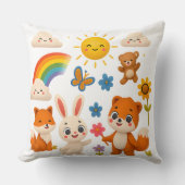 Whimsical Rainbow Animals Decorative Pillow クッション (正面)