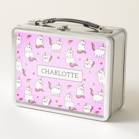 Whimsical Rainbow Cats Metal Lunchbox メタルランチボックス (正面)