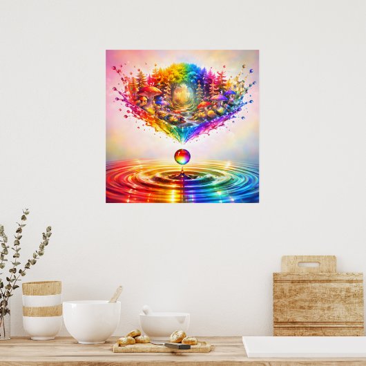 Whimsical Rainbow Forest Splash ポスター (キッチン)