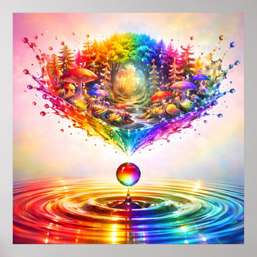 Whimsical Rainbow Forest Splash ポスター (正面)