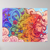 Whimsical Rainbow Hair Elf Poster ポスター (正面)