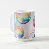 Whimsical Rainbow Jellyfish Watercolor Design コーヒーマグカップ (正面左)