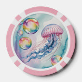 Whimsical Rainbow Jellyfish Watercolor Design ポーカーチップ (裏面)