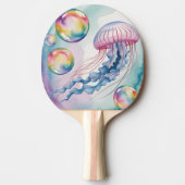 Whimsical Rainbow Jellyfish Watercolor Design 卓球ラケット (正面)