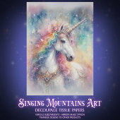 Whimsical Rainbow Sparkle Unicorn Decoupage  薄葉紙