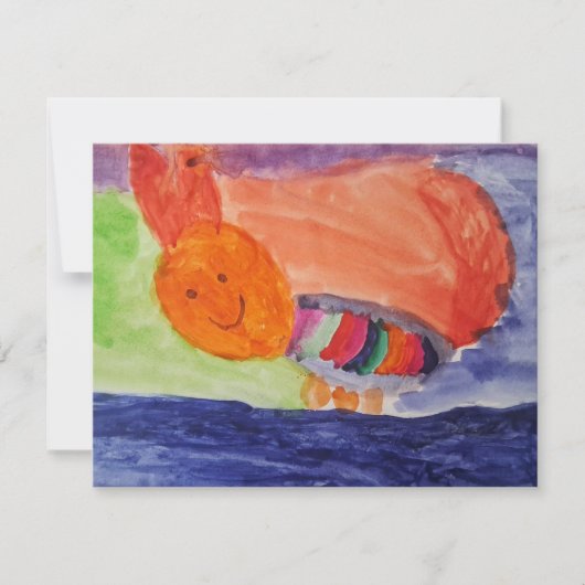 Whimsical Rainbow Squirrel Birthday Response Card 出欠カード (正面)