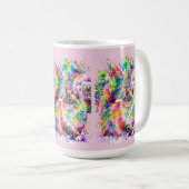 Whimsical Rainbow Watercolor Fluffy Cat in Winter  コーヒーマグカップ (正面右)
