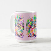 Whimsical Rainbow Watercolor Fluffy Cat in Winter  コーヒーマグカップ (正面左)