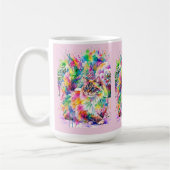 Whimsical Rainbow Watercolor Fluffy Cat in Winter  コーヒーマグカップ (左)