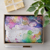 Whimsical Rainbow Watercolor Fluffy Cat in Winter  薄葉紙 (ギフト)