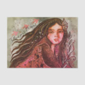 Whimsical Raven Girl Follow Your Dream Mixed Media 薄葉紙 (正面)