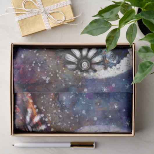 Whimsical Raven Moon Floral Black Decoupage 薄葉紙 (ギフト)