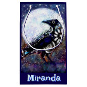 Whimsical Raven Moon Floral Personalized スモールペーパーバッグ (裏面)