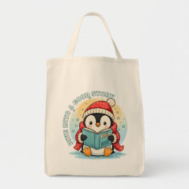 Whimsical Reading Penguin Eco Friendly Grocery  トートバッグ