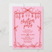 Whimsical Red and Pink Hand Drawn Christmas Party 招待状 (正面)