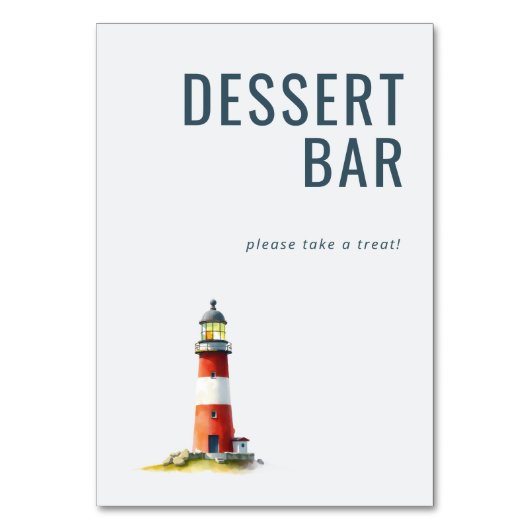 Whimsical Red and White Lighthouse Watercolor テーブルナンバー (正面)