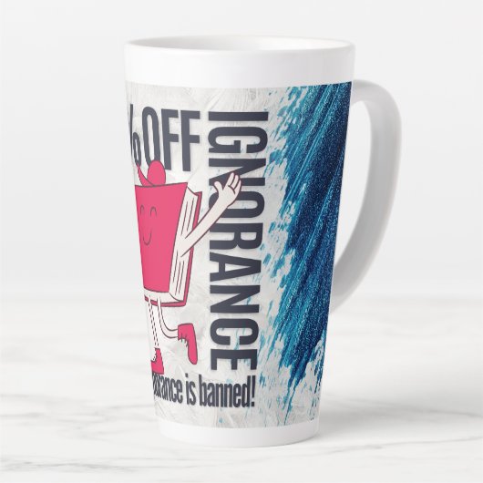 Whimsical Red Book Character Ignorance Is Banned カフェラテマグ (右アングル)