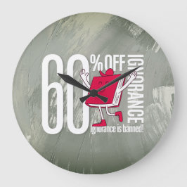 Whimsical Red Book Ignorance is Banned Acrylic ラージ壁時計