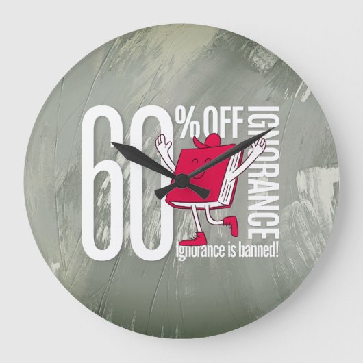 Whimsical Red Book Ignorance is Banned Acrylic ラージ壁時計 (正面)