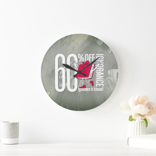 Whimsical Red Book Ignorance is Banned Acrylic ラージ壁時計 (ホーム)